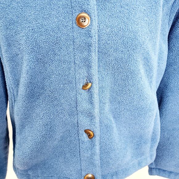 Patagonia Synchilla Blue  Fleece Button Front Cardigan  Jacket- Damaged Buttons - Picture 4 of 15